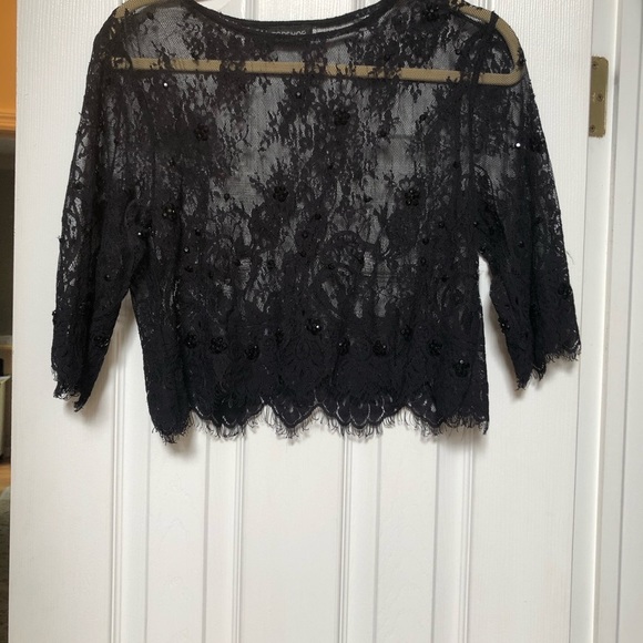 CUTE TOPSHOP black lace beaded crop top LOW PRICE - Picture 2 of 6